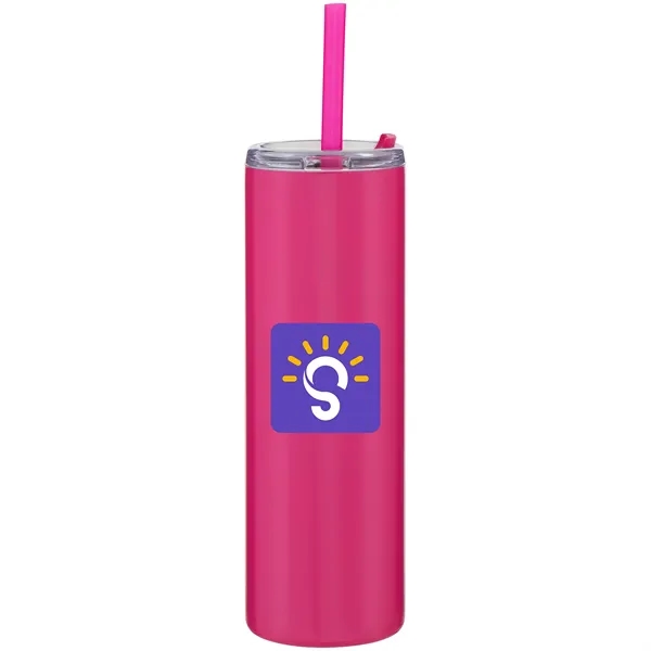16 oz double wall 18/8 stainless steel tumbler with silicone straw... from ASI 51197 ETS Express, LLC