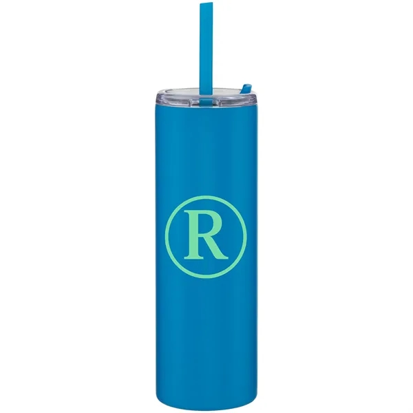 16 oz double wall 18/8 stainless steel tumbler with silicone straw... from ASI 51197 ETS Express, LLC
