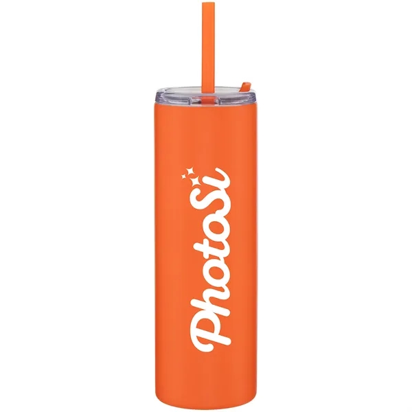 16 oz double wall 18/8 stainless steel tumbler with silicone straw... from ASI 51197 ETS Express, LLC