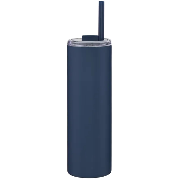 16 oz double wall 18/8 stainless steel tumbler with silicone straw... from ASI 51197 ETS Express, LLC