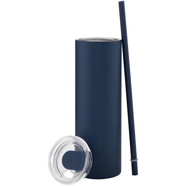 16 oz double wall 18/8 stainless steel tumbler with silicone straw... from ASI 51197 ETS Express, LLC