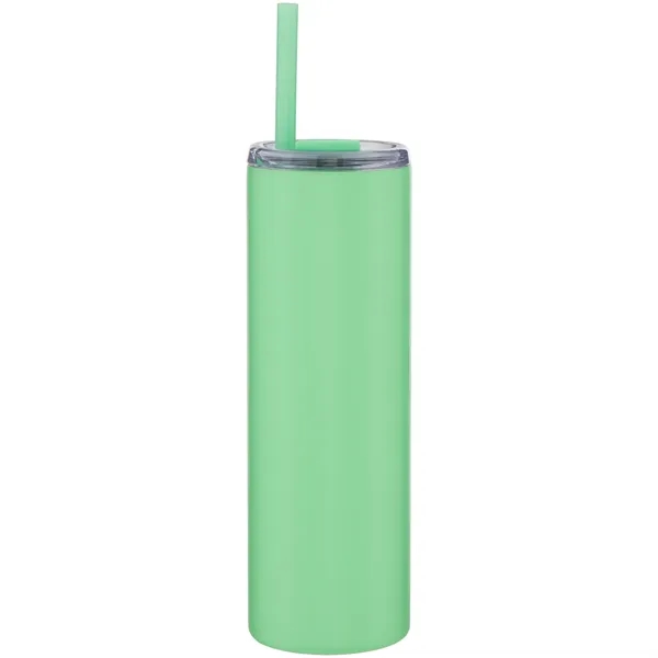 16 oz double wall 18/8 stainless steel tumbler with silicone straw... from ASI 51197 ETS Express, LLC