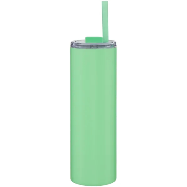 16 oz double wall 18/8 stainless steel tumbler with silicone straw... from ASI 51197 ETS Express, LLC