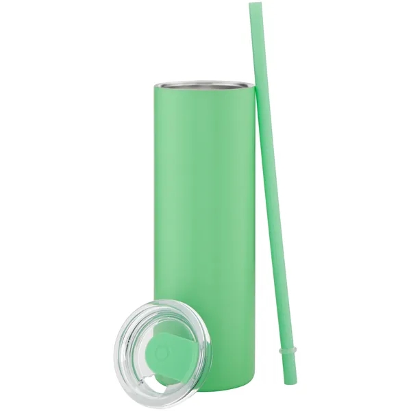 16 oz double wall 18/8 stainless steel tumbler with silicone straw... from ASI 51197 ETS Express, LLC