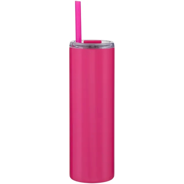 16 oz double wall 18/8 stainless steel tumbler with silicone straw... from ASI 51197 ETS Express, LLC
