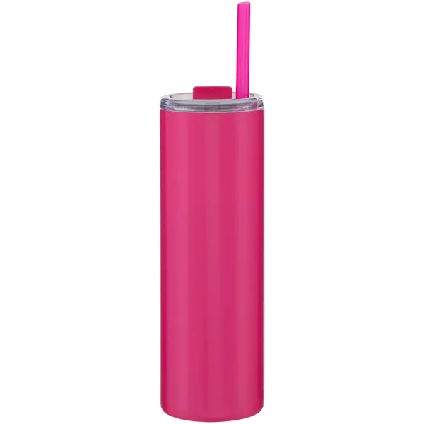 16 oz double wall 18/8 stainless steel tumbler with silicone straw... from ASI 51197 ETS Express, LLC