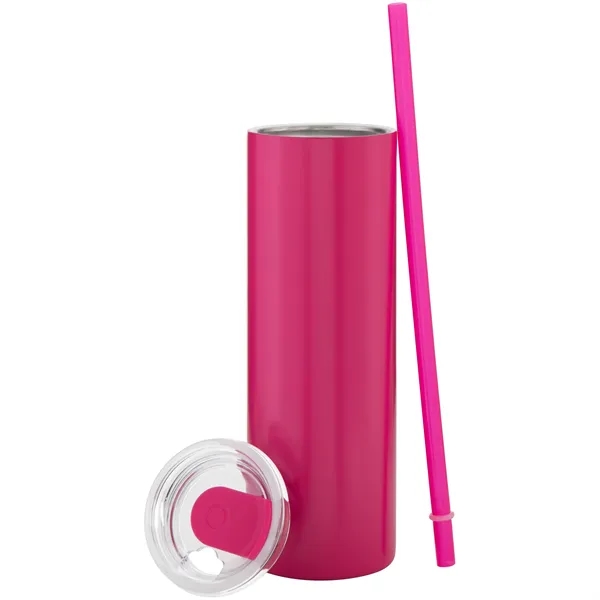 16 oz double wall 18/8 stainless steel tumbler with silicone straw... from ASI 51197 ETS Express, LLC