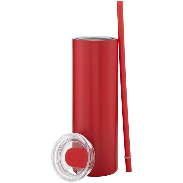 16 oz double wall 18/8 stainless steel tumbler with silicone straw... from ASI 51197 ETS Express, LLC