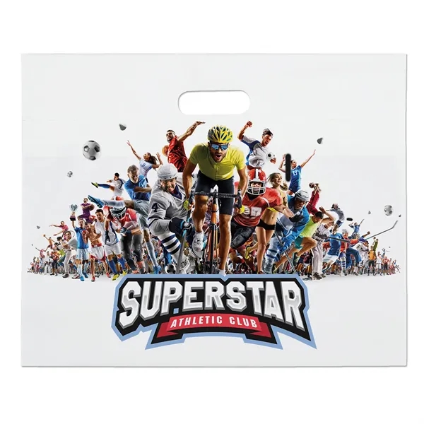 Digital Full-Color Die Cut Handle Plastic Bag with generous imprint area... from ASI 37940 Bag Makers Inc