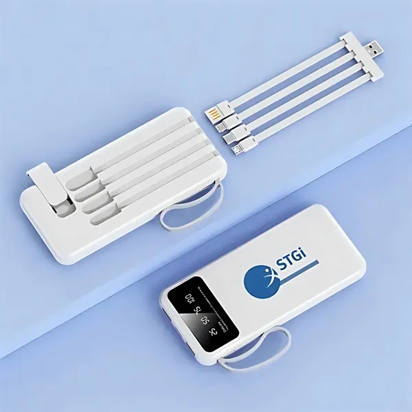 10,000 mAh power bank with built-in cables and LED display. Features... from ASI 68190 Lungsal / Lungsal