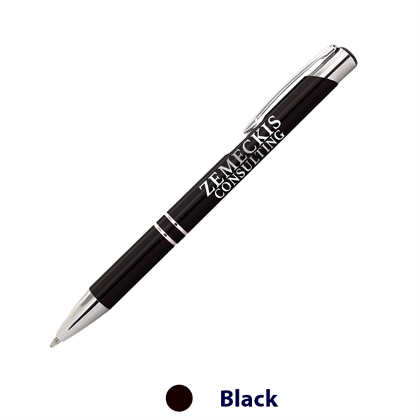 Medium ballpoint pen with metallic barrel, pocket clip and chrome accents.... from ASI 62088 IDProductsource