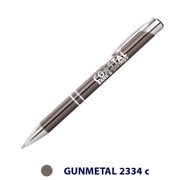 Medium ballpoint pen with metallic barrel, pocket clip and chrome accents.... from ASI 62088 IDProductsource
