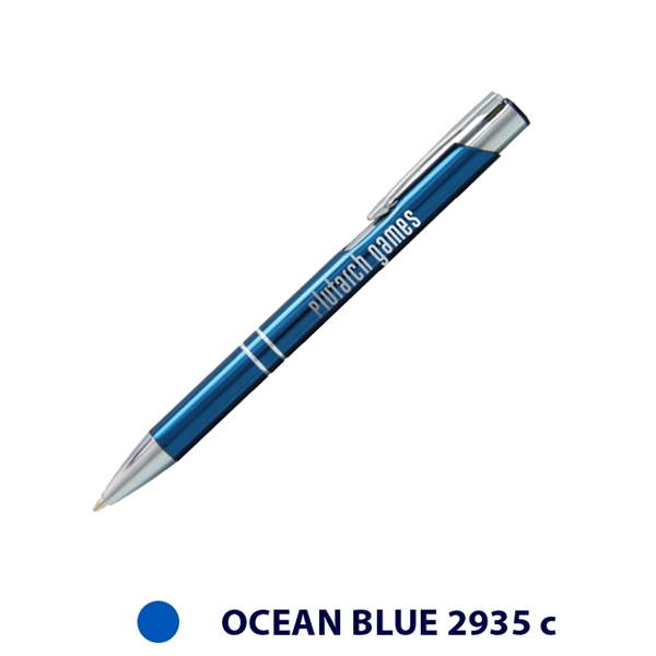 Medium ballpoint pen with metallic barrel, pocket clip and chrome accents.... from ASI 62088 IDProductsource
