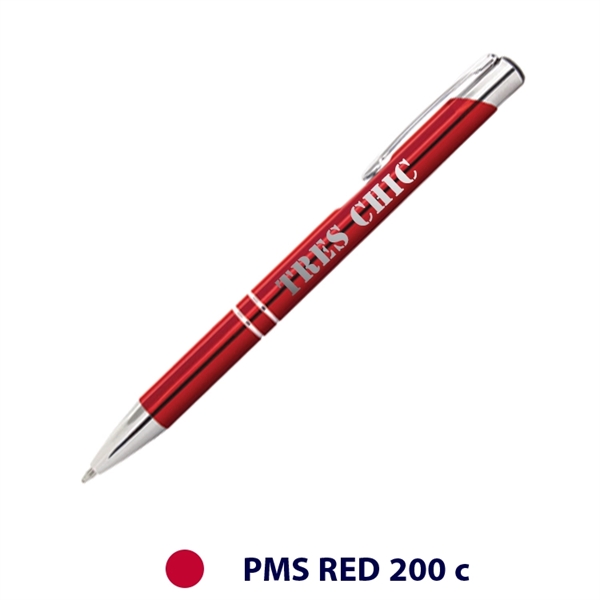 Medium ballpoint pen with metallic barrel, pocket clip and chrome accents.... from ASI 62088 IDProductsource