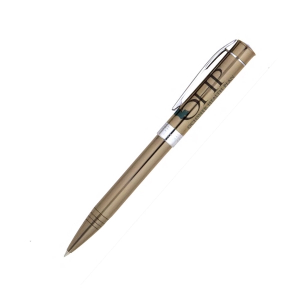 Ballpoint pen gift set with chrome accents in solid brass construction.... from ASI 40544 Binaco / Binaline