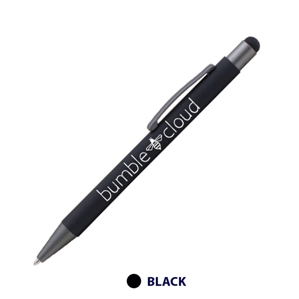 Plastic ballpoint pen and stylus point with rubberized finish and pocket... from ASI 62088 IDProductsource