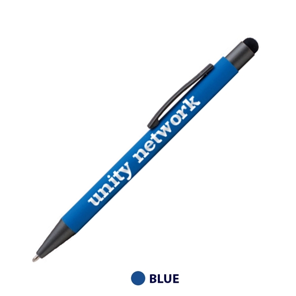 Plastic ballpoint pen and stylus point with rubberized finish and pocket... from ASI 62088 IDProductsource