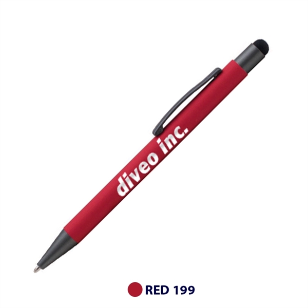 Plastic ballpoint pen and stylus point with rubberized finish and pocket... from ASI 62088 IDProductsource