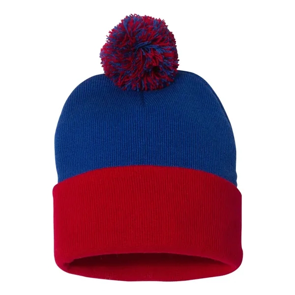 Knit cap with pom-pom on top, blank.... from ASI 84358 S&S Activewear