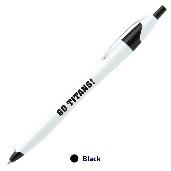 Plastic medium plunger action ballpoint pen with pocket clip.... from ASI 62088 IDProductsource