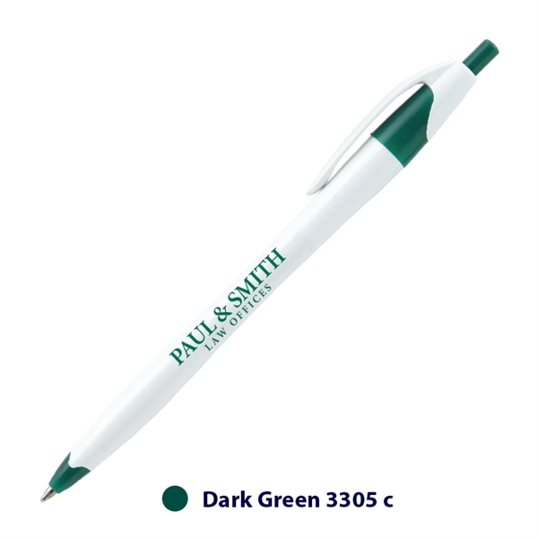 Plastic medium plunger action ballpoint pen with pocket clip.... from ASI 62088 IDProductsource