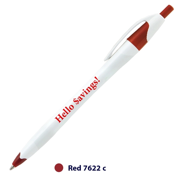 Plastic medium plunger action ballpoint pen with pocket clip.... from ASI 62088 IDProductsource