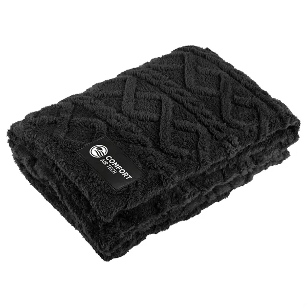 47" x 65" recycled sherpa fleece blanket with customizable rectangle patch.... from ASI 52840 Evans Manufacturing