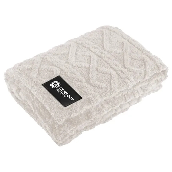 47" x 65" recycled sherpa fleece blanket with customizable rectangle patch.... from ASI 52840 Evans Manufacturing