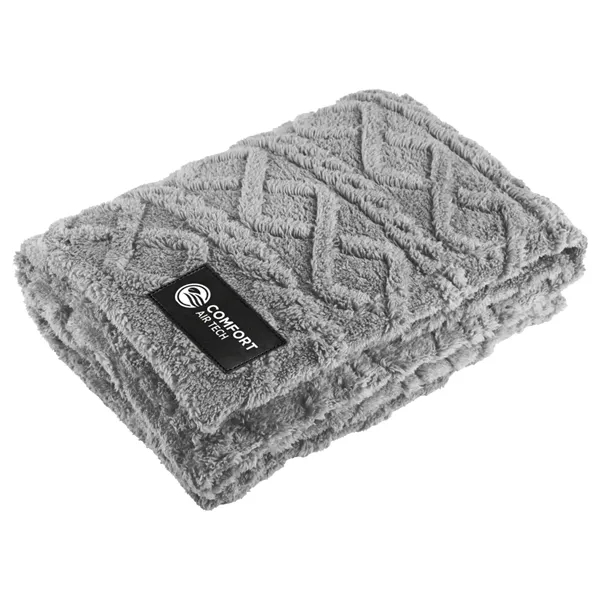 47" x 65" recycled sherpa fleece blanket with customizable rectangle patch.... from ASI 52840 Evans Manufacturing