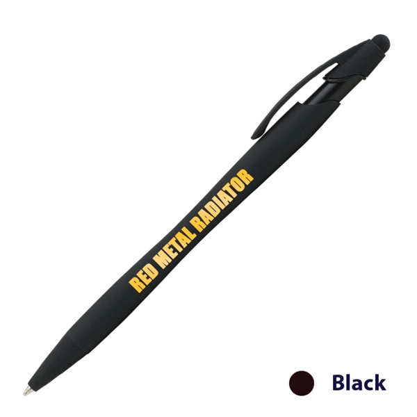 Plastic plunger-action ballpoint pen and stylus point with rubberized barrel and... from ASI 62088 IDProductsource