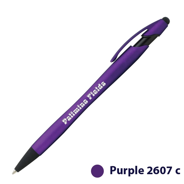 Plastic plunger-action ballpoint pen and stylus point with rubberized barrel and... from ASI 62088 IDProductsource