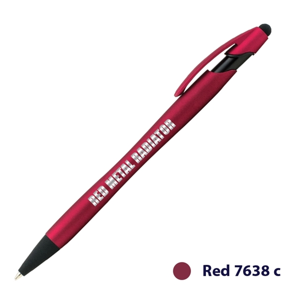 Plastic plunger-action ballpoint pen and stylus point with rubberized barrel and... from ASI 62088 IDProductsource