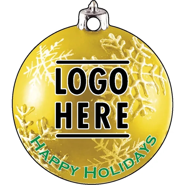 1/4" recycled wooden Christmas ornament. Bulb 3 - Snowflake2 - Yellow... from ASI 72521 Morris Magnets / Laser Cuts