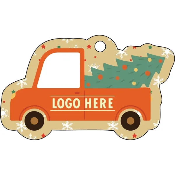 1/4" recycled wooden Christmas ornament. Truck with Tree... from ASI 72521 Morris Magnets / Laser Cuts