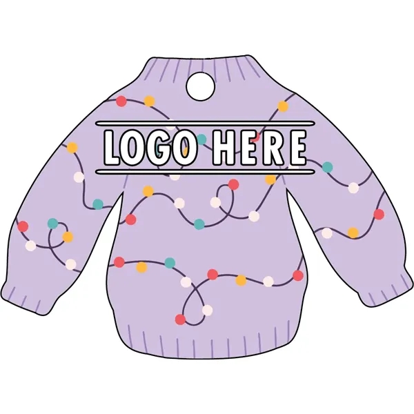 1/4" recycled wooden Christmas ornament. Sweater with Lights... from ASI 72521 Morris Magnets / Laser Cuts