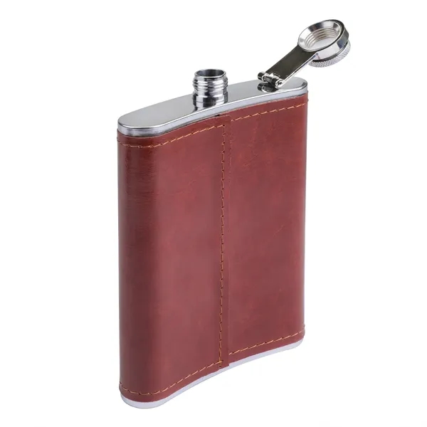 Leatherette 8 oz Flask.... from ASI 46755 Cosmo Promos