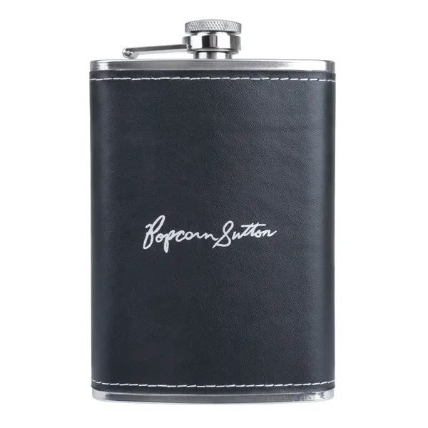 Leatherette 8 oz Flask.... from ASI 46755 Cosmo Promos