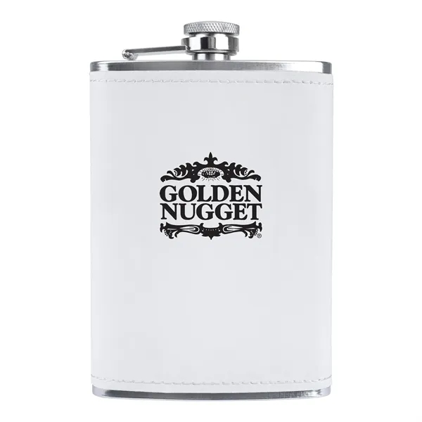 Leatherette 8 oz Flask.... from ASI 46755 Cosmo Promos