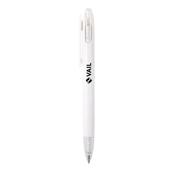 Recycled ballpoint pen with smooth black ink and plunger action mechanism.... from ASI 88060 Snugz/USA Inc