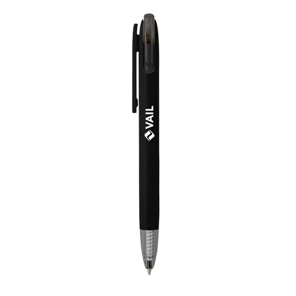 Recycled ballpoint pen with smooth black ink and plunger action mechanism.... from ASI 88060 Snugz/USA Inc