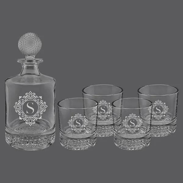Golf-themed decanter gift set with custom imprint, perfect for corporate gifts,... from ASI 72657 Active Life Promo / Apres Ski Active Life