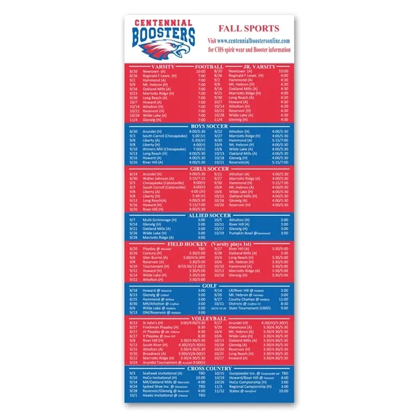 Sports themed schedule magnet with square corners and four color process... from ASI 68507 The Magnet Group / Magnet LLC™