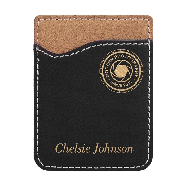 2 3/8" x 3 1/8" phone wallet made of black faux... from ASI 74601 Calico