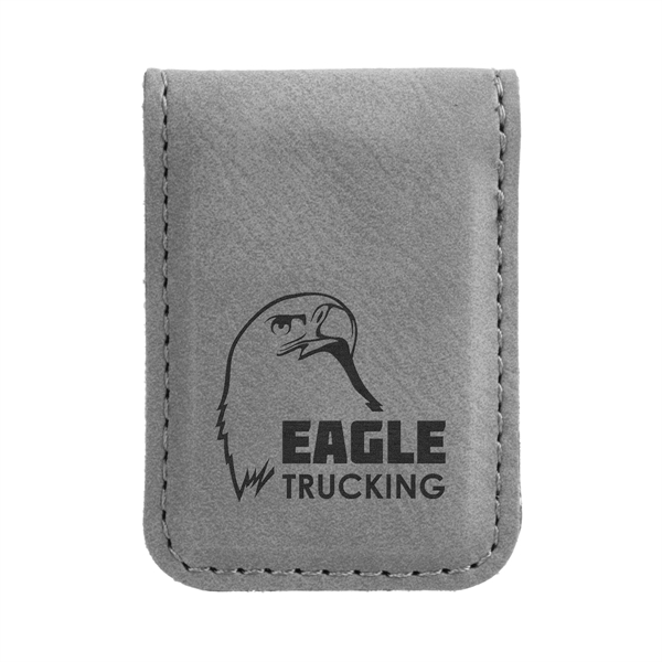 1 3/4" x 2 1/2" money clip made of gray leatherette... from ASI 74601 Calico