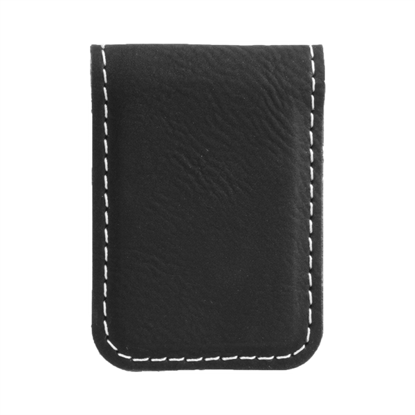 1 3/4" x 2 1/2" money clip made of black leatherette... from ASI 74601 Calico