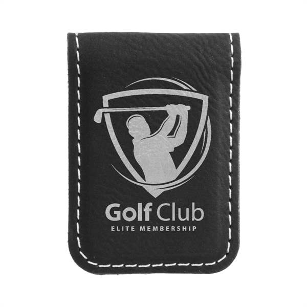 1 3/4" x 2 1/2" money clip made of black leatherette... from ASI 74601 Calico