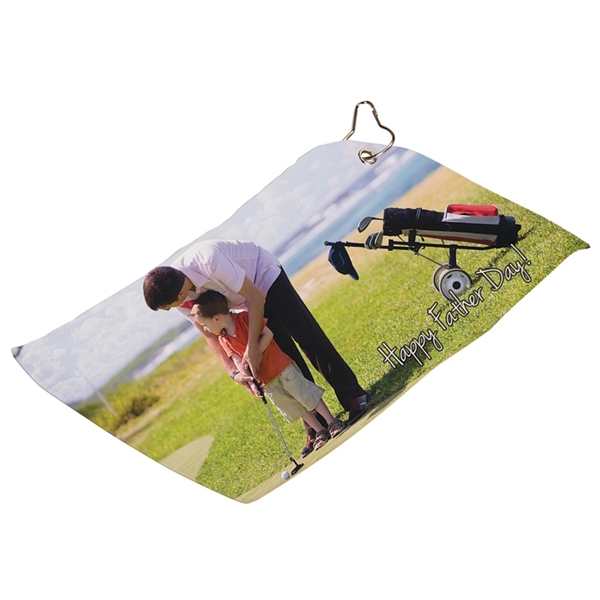13" x 7.5" white polyester golf towel that can be customized... from ASI 72657 Active Life Promo / Active Life Promo