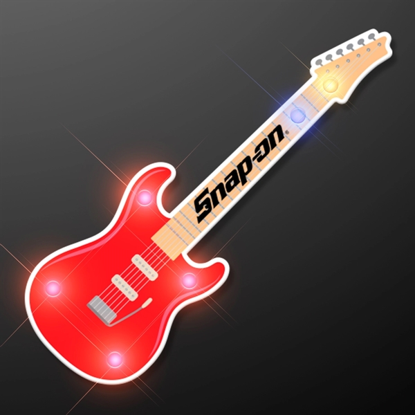 Red Guitar Flashing LED Light Pin; Blank and Imprint pricing... from ASI 34194 ALightPromos
