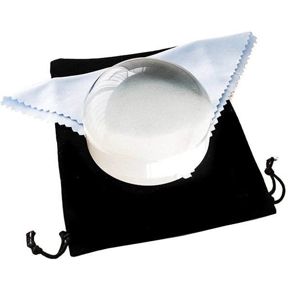3" Inch Clear glass optic paperweight with 5x dome magnifier.... from ASI 40544 Binaco / Binaline