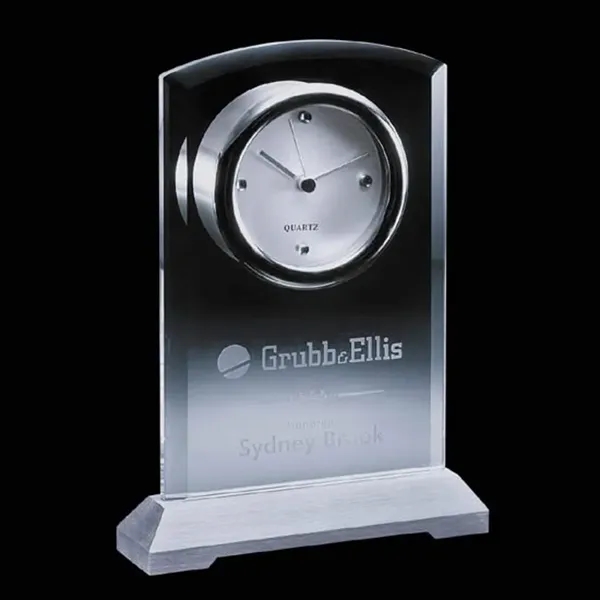 Clock with chrome face and brushed aluminum base.... from ASI 84592 St Regis Group